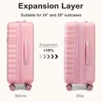 KONO Koffer Trolley Mittelgroß Koffer Reisekoffer von ABS+PC Hartschalenkoffer mit 4 Rollen TSA Schloss (Rosa,L)