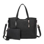 Handtas voor dames, shopper, handtas voor dames, middelgroot, schoudertassen, 2-delige set, zwart, Eén Maat