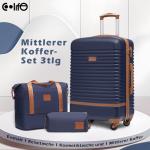 COOLIFE Koffer trolley koffer reiskoffer van ABS harde schaal trolley 4 wielen TSA-slot De koffer bevat 1 reistas en 1 toilettas, blauw/bruin, Koffer Trolley Koffer Reiskoffer van 