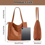 Vegena Corduroy Handtas voor dames, grote schoudertas, tote bag, shoppertas, stoffen tas, schooltas voor school, werk, winkelen