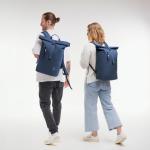 Rugzak Rolltop 2.0 Lite van Ocean Impact plastic, waterdichte laptoprugzak met uitneembare 15 inch laptoptas, 26 liter vulvolume, rolrugzak, ocean blue, Eén maat, Minimalistisch