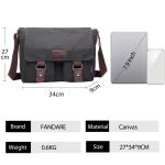 FANDARE Canvas Messenger Bag Schoudertas 7,9 inch iPad Tas Schoudertas Unisex Canvas Tas Werktas voor Mannen en Vrouwen, Heren/Dames Reizen Schoudertas