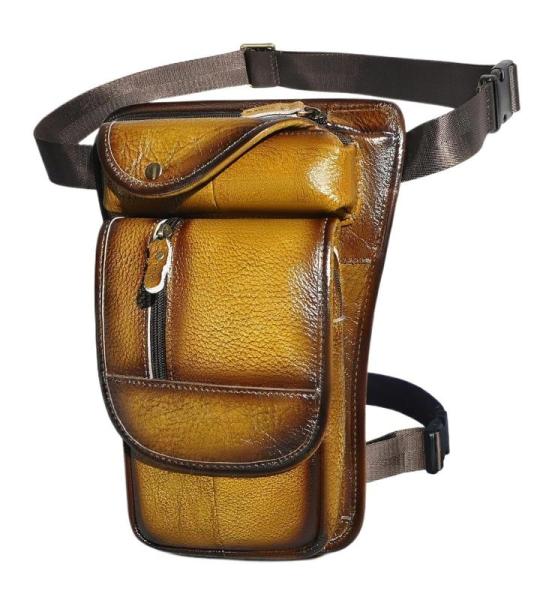 Waterdichte Motortas Lederen Koffie Ontwerp Mannen Schoudertas 8 inch Tablet Organizer Reizen Fanny Taille Riem Pack Beentas (Color3)