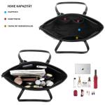 Handtas voor dames, set met zwarte tas met portemonnee voor kantoor, school, winkelen, handtas dames, groot, met kwastjes, dames en bont, bal, pluche sleutelring, zwart