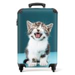 NoBoringSuitcases.com Kinderkoffer, hand, harde koffer met TSA-slot, jongens en meisjes, trolley, reiskoffer, draagtas, rolkoffer, klein of middelgroot, 33 schattige katjes, kinder