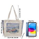 Draagtas, Draagtassen Dames, Boodschappentas, Schoudertas Stoffen Tas, Katoenen Tas, Jute Tas, Met Vintage Print, Canvas Tote Bag om te winkelen School