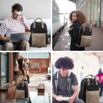 LOVEVOOK Rugzak voor dames, 17 inch laptoprugzak, schoolrugzak, meisjes, tieners, met laptopvak, waterdichte schooltas, dagrugzak voor school, universiteit, reizen, werk, kaki, zwa