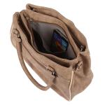 Grote schoudertas voor dames in lederlook, apricot, 32 x 24 x 12 cm