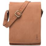 LEABAGS Leren schoudertas voor dames en heren, messenger bag met schouderriem, werktas, draagtas, handtas, echt lederen tas, Natuur Lichtbruin