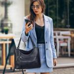 BAIGIO 2-delige handtassen voor dames, schoudertas, grote shoppertas, PU-leer, schoudertas, draagtas, hengseltas, cadeau, tote bag set met portemonnee, ritssluiting, voor kantoor, 