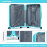 KONO Trolleys koffer met beautycase 100% PP koffer set, lichtblauw