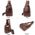FANDARE Retro borsttas, leren sling bag, schoudertas, heren en dames, schoudertas, sporttas voor outdoor, reizen, wandelen, joggen, dagrugzak