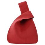 Vrouwen Handvat Tassen Polsbandjes Effen Kleur Gift Bag Cross-Body Gebreide Mouw Knoop Tas Kleine Leuke Draagbare Portemonnee Opvouwbare Tote, Solid-rood