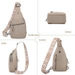 Sling Bag Borsttas voor dames, PU-leer, crossbody bag, kleine schoudertas, stijlvolle heuptas, schoudertas, sling-rugzak voor reizen, fietsen, wandelen, outdoorsport, winkelen, gri