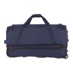 Travelite Basics Rolkoffer met 2 wielen, maat S met stretchplooi, zachte reistas met wielen met extra veel volume, marine/oranje, 70 cm