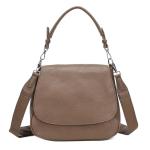 ITALYSHOP24 OBC damestas, shopper, hobo bag, schoudertas, crossover-body tas, schoudertas, buideltas, handtas, hengseltas, lederlook, taupe, Schoudertas