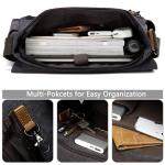 VASCHY Schoudertassen voor dames en heren, vintage, waterafstotend, gewaxt canvas, voor 14, 15,6, 17 inch, laptop, aktetas, schoudertas, laptoptas met gevoerde schouderriem