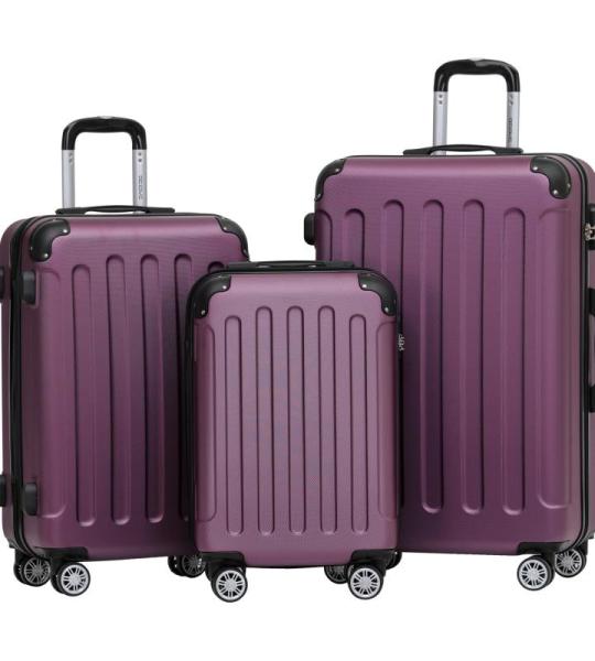 BEIBYE Harde koffer, trolleykoffer, rolkoffer, reiskoffer, handbagage, 4 wielen, M/L/XL, paars