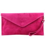 T106 Italiaanse clutch/avondtas van suède, roze, Small