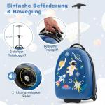 DREAMADE 2-delige kinderkoffer & rugzak, kinderkofferset, kindertrolley, handbagage, reisbagage, harde koffer voor kinderen, Blauw-astronaut, kinderkoffer