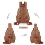 Kleine rugzak voor dames, elegante waterdichte schooltas, dagrugzak, mini lederen rugzak voor dames, rugzak, tas, 2-in-1 tienermeisjes, schooltassen, bruin