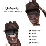 FANDARE Retro borsttas, leren sling bag, schoudertas, heren en dames, schoudertas, sporttas voor outdoor, reizen, wandelen, joggen, dagrugzak