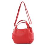 - T218 - ital. Dames hengseltas klein van leer, signaalrood/metaal goud, Small