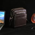 Leren schoudertas voor heren, vintage schoudertas, crossbody bag, messenger bags voor heren, zwart, A-bruin.