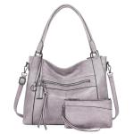 BAIGIO 2-delige handtassen voor dames, schoudertas, grote shoppertas, PU-leer, schoudertas, draagtas, hengseltas, cadeau, tote bag set met portemonnee, ritssluiting, voor kantoor, 