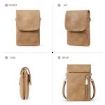 Mobiele telefoon om te hangen, leer, mobiele telefoon-schoudertas voor dames, mobiele telefoon met portemonnee om om te hangen, handtas dames schoudertas voor designer, A-09-bruin,