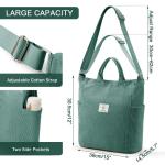 Dameshandtas, canvas, shopper, schoudertas, casual, groot, voor school, werk, dagelijks gebruik, winkelen, Lichtgroen-2