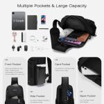 Borsttas met USB-oplaadpoort Sling Bag met verstelbare zakelijke schoudertas Crossbodytas Waterdicht voor Wandelen Reizen Man Vrouw Zwart