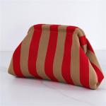 Onderarmtas, clutch, portemonnees, geweven gehaakte handtassen, knoedels, handgemaakt, colorblock clip tas voor dames, zomer, reizen, strand, tas, Rood & Goud Gestreept