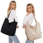 Dikkere corduroy draagtas, extra grote capaciteit, handtassen, schoudertassen met rits, corduroy draagtas voor dames en meisjes, boodschappentas voor werk, school, college en dagel
