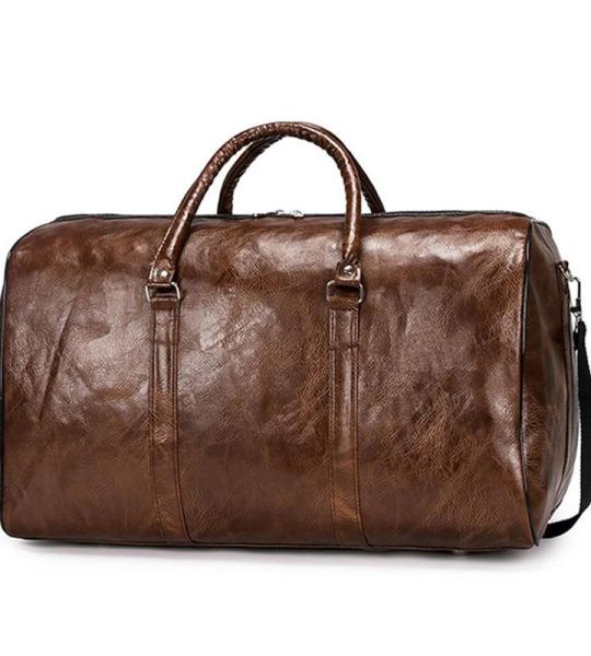 CHDWEY Umhängetaschen für Herren Männer Handtasche Große Kapazität Outdoor for Reisen Frauen Weiche PU-Leder Duffelbeutel Mode Lässige Sport Fitness Umhängetasche(Bruin)