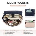 Laptop Rugzak 15,6 Inch Voor Dames, Waterdichte Schooltas met Laptopvak en Usb-oplaadpoort, Anti-diefstal Reisrugzak voor Reizen, College, Kantoor, School, Dagelijks, Roze Donkerbl