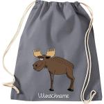 ShirtInStyle Kinder Turnbeutel, lustige Tiere Elch Hirsch mit Wunschnamen, Kinder, Tiere Zoo Kindertag Beutel