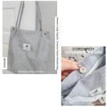 Grote schoudertas voor dames, corduroy schoudertas, strandtas, crossbody tas, shopper, tote bag, boodschappentas, handtas, shopper voor werk, winkelen, school, lichtgrijs