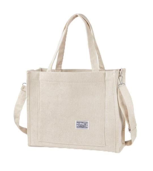 Corduroy schoudertas voor dames met ritssluiting, casual, esthetische handtas, schoudertas, tote crossbody tas, afneembare schouderriem, shopper voor school, werk, dagelijks gebrui
