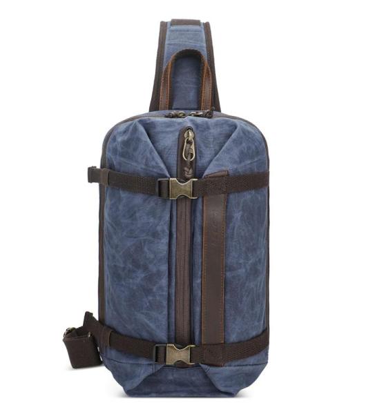 VARLIVOO Retro borstzak heren schoudertas reizen sling bag schoudertas 10,9 inch tablet schouder rugzak crossbody pack voor sport fietsen wandelen waterdicht canvas daypack, blauw,