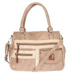 Grote schoudertas voor dames in lederlook, apricot, 32 x 24 x 12 cm