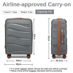 KONO Trolleys koffer met beautycase 100% PP koffer set, grijs/bruin