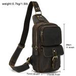 newsbirds Heren echt lederen borsttas schoudertas sport outdoor schoudertas wandelrugzakken, 9331 donkerbruin, Retro