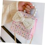 COLLBATH Met schattige kleine schouder meisjes munt elegante dames kinderen strikje meisje voor strik kind kunstmatige schattige parel lieflijke mode portemonnee handtas tas
