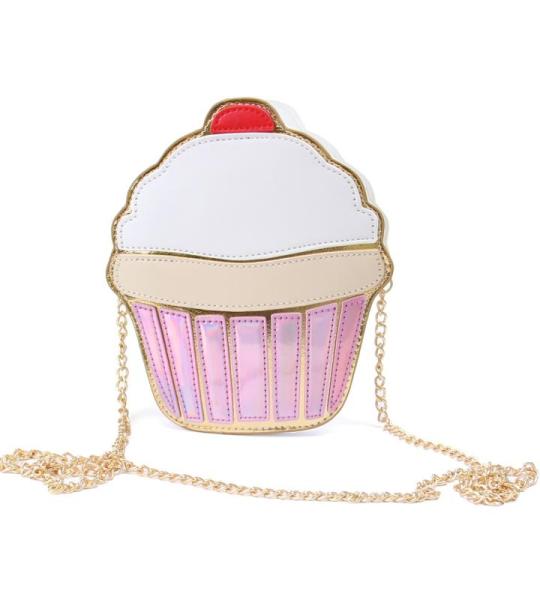 Meisjes PU Lederen Portemonnee Cupcake Ijs Popcorn Leuke Melkdoos Portemonnee Tas Kleine Crossbody Persoonlijkheid Mini Schoudertas Handtassen, Cupcake 1, Small