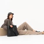 Premium Shopper Kira, grote leren schoudertas, tote bag voor dames, zwart, zwart, 33,5 x 30 x 10 cm