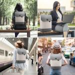 Elegante Damesrugzak, Waterdichte Daypack met 17,3" Laptopcompartiment, Anti-Theft Reisrugzak Geschikt voor Reizen, Universiteit, School en Kantoor, Beige Grijs