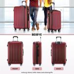 BEIBYE Harde koffer, trolleykoffer, rolkoffer, reiskoffer, handbagage, 4 wielen, M/L/XL, wijnrood