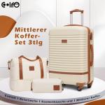 COOLIFE Koffer trolley koffer reiskoffer van ABS harde schaal trolley 4 wielen TSA-slot De koffer bevat 1 reistas en 1 toilettas, wit/bruin., Koffer Trolley Koffer Reiskoffer van A