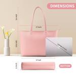Totebag, grote schoudertas met ritssluiting van waterdicht PU-leer, damestas voor werk, school, reizen, dagelijks gebruik, roze, Large